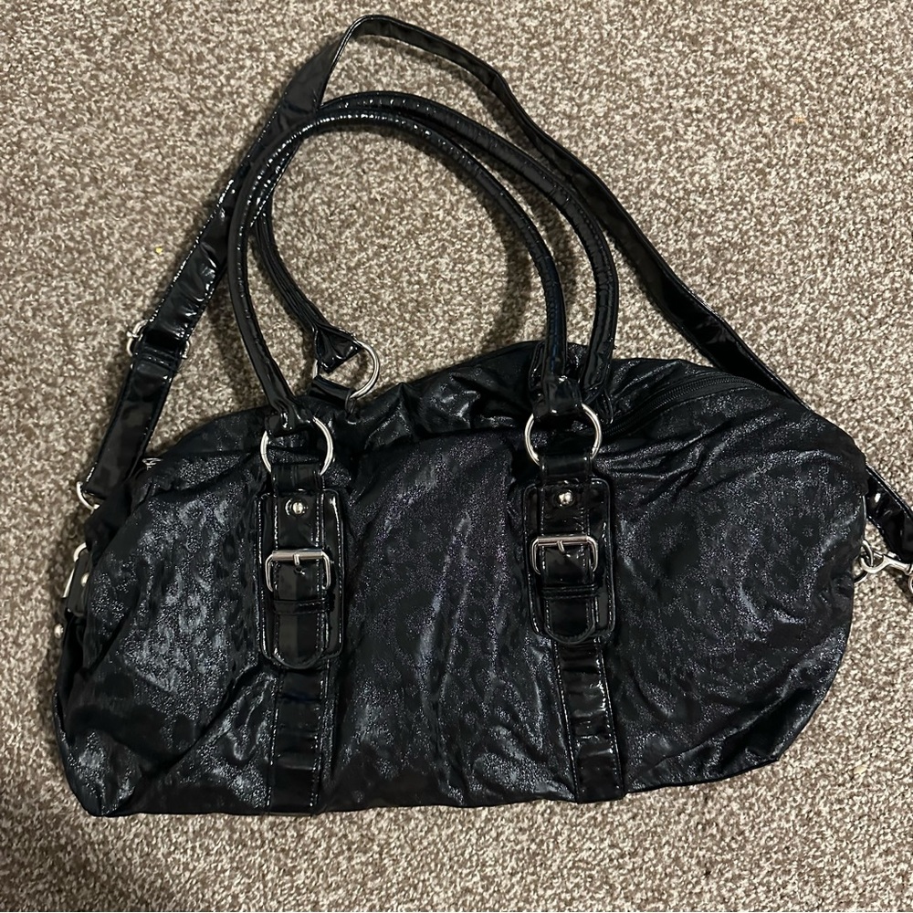 3/$20 Small duffle bag black leopard print
